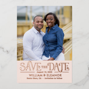 Modern Retro FOIL Wedding Save The Date Card