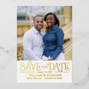 Modern Retro FOIL Wedding Save The Date Card