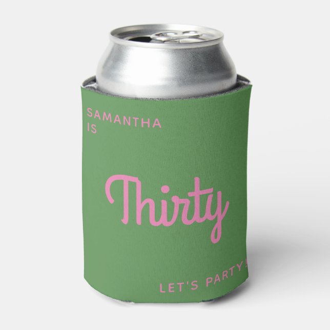 Modern Retro Fun Bright Personalised 30 birthday Can Cooler (Can Front)