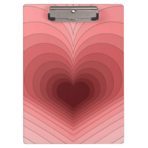 Modern Retro Funky Red Pink Hear Clipboard