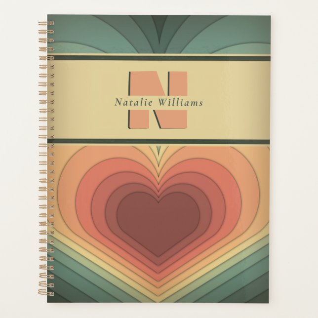 Modern Retro Funky Romantic Heart Planner (Front)