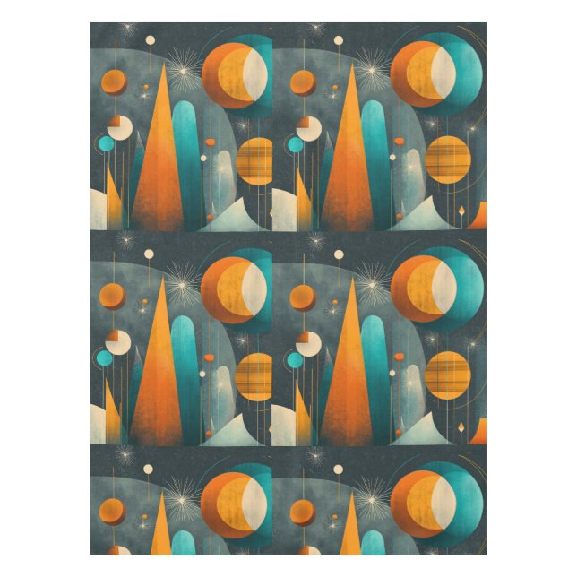 ✨Modern Retro Futuristic Space Abstract Art ✨ Tablecloth (Front)