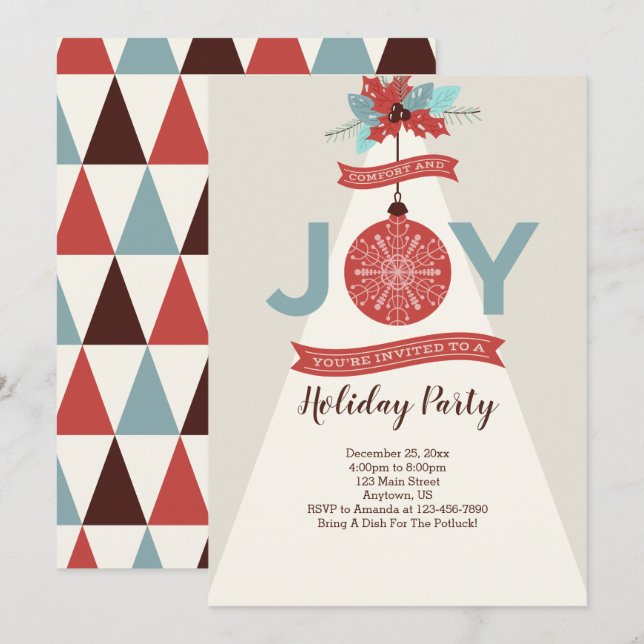 Modern Retro Geometric Christmas Invitation (Front/Back)