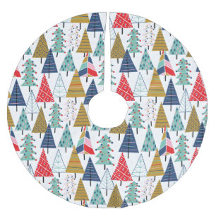 Modern Retro Geometric Christmas Tree Pattern Brushed Polyester Tree Skirt