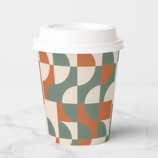 Modern Retro Geometric Paper Cup (Front)