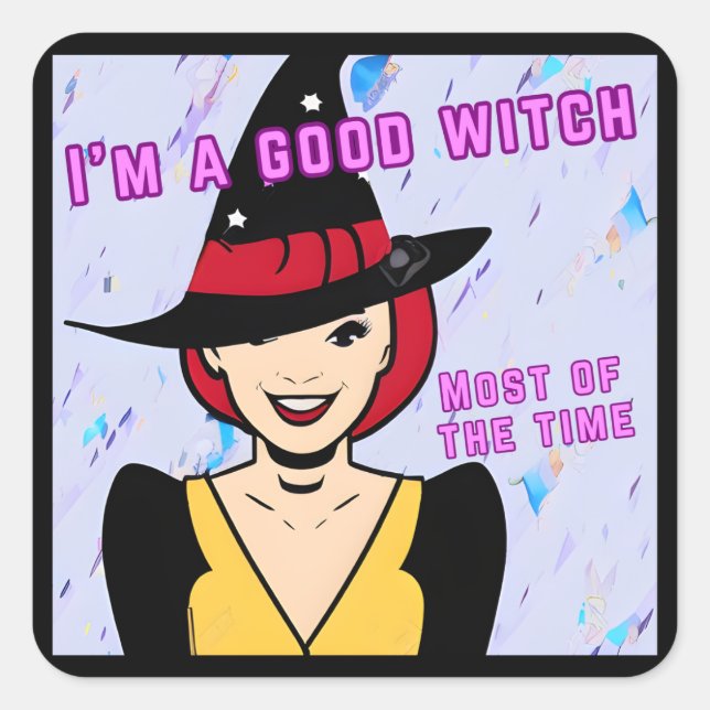 Modern Retro Good Witch Meme Colour Pop Art Square Sticker (Front)