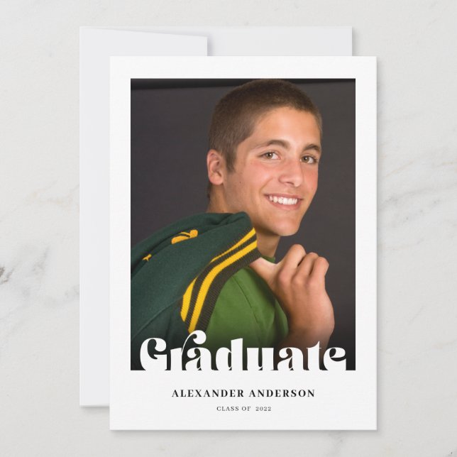 Modern Retro Graduate Photo Graduation Invitation (Front)
