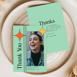 Modern Retro Graduate Photo Graduation Thank You Card