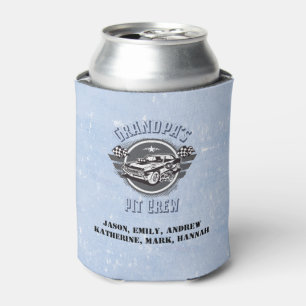 Modern Retro Grandpa's Pit Crew Racing Car Can Cooler