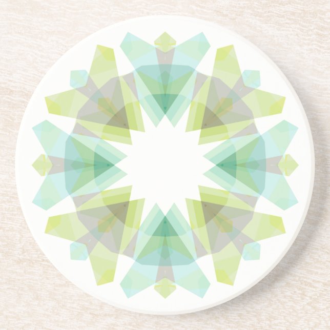 Modern Retro Green Gray Star Dopamine Decor Funky Coaster (Front)