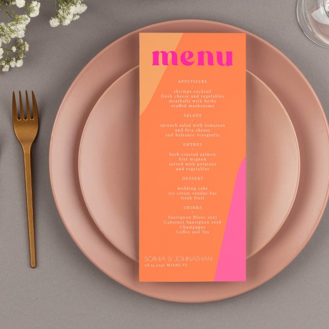 Modern retro groovy abstract template wedding menu (Creator Uploaded)