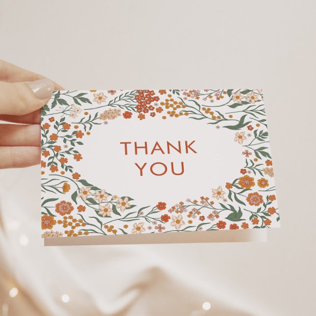 Modern Retro Groovy Floral Baby Shower Thank You Card (Creator Uploaded)