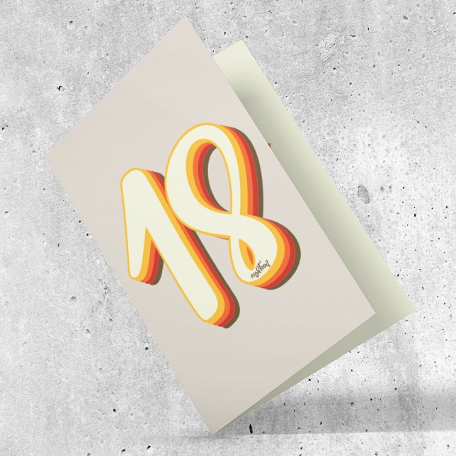 Modern Retro Groovy Grey Eighteen 18th Birthday Card (Creator Uploaded)