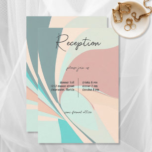 Modern Retro Groovy Peach Teal & Aqua Reception Enclosure Card