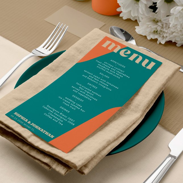 Modern retro groovy wedding template menu (Creator Uploaded)