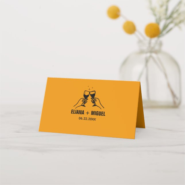 modern retro hand draw wedding place card (Back)