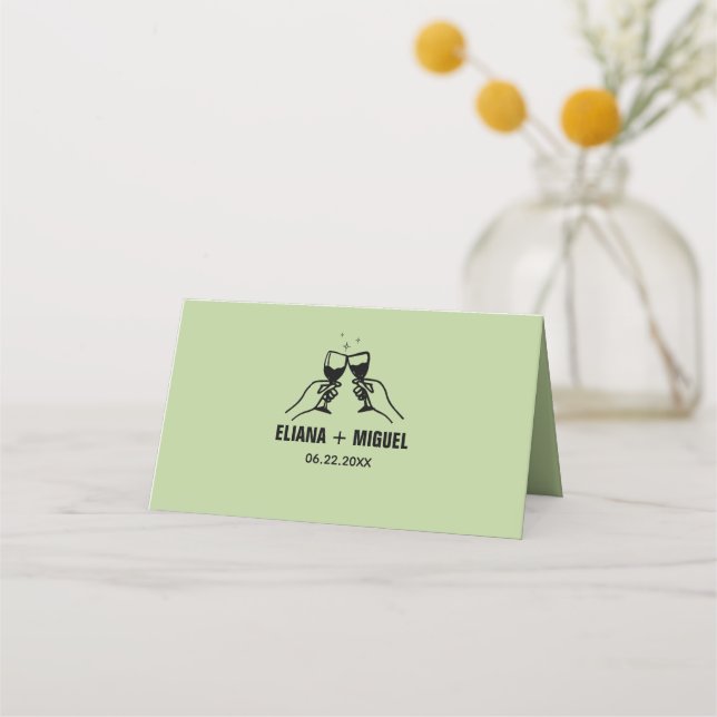 modern retro hand draw wedding place card (Back)