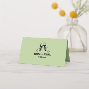 modern retro hand draw wedding place card