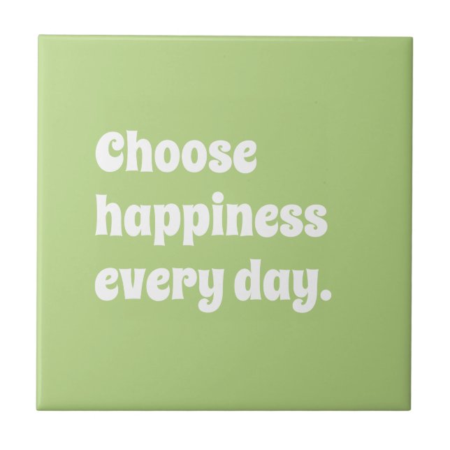Modern Retro - Happy Editable Custom Affirmation  Tile (Front)