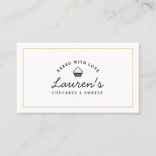 Modern Retro Home Bakery Logo Cupcakes Sweets Cafe Business Card