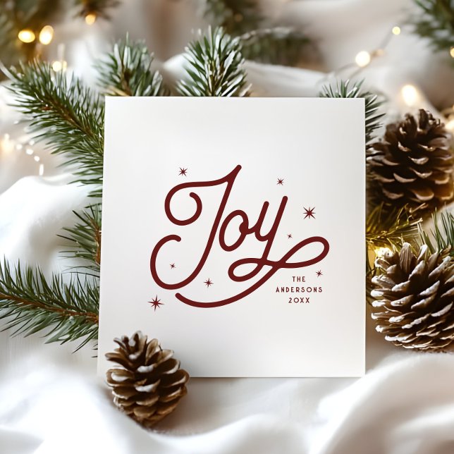 Modern Retro Joy Christmas Script Typography | Red Holiday Card (Creator Uploaded)