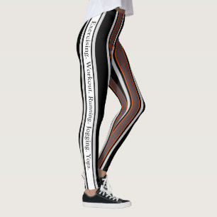 Modern retro l Personalised text l Stripes l Black Leggings