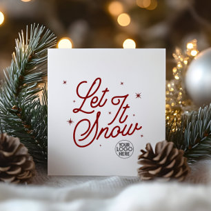 Modern Retro Let It Snow Christmas Business Logo Holiday Card