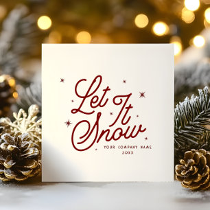 Modern Retro Let It Snow Christmas Business Name Holiday Card