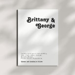 Modern Retro Lettering Casual Wedding Invitation<br><div class="desc">This modern retro lettering casual wedding invitation is perfect for your unique, trendy simple vintage bohemian summer wedding. The lettering is a stylish black, chic 70's boho font giving this design classic minimal groovy hippie vibes. You can add your own graphics or pictures if you want to customise it. Please...</div>