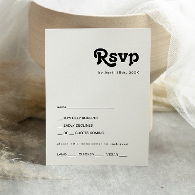 Modern Retro Lettering Menu Choice RSVP Card (Creator Uploaded)