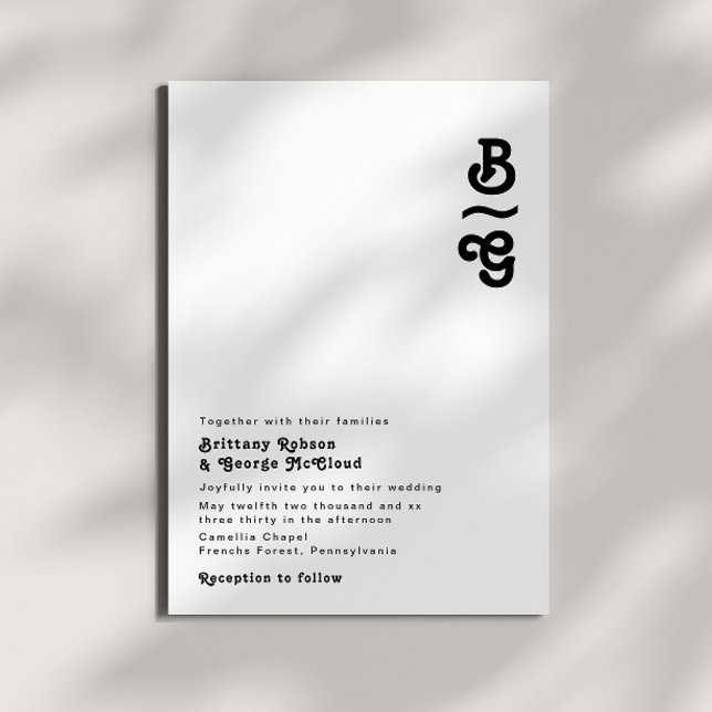 Modern Retro Lettering Monogram Wedding Invitation (Creator Uploaded)