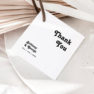Modern Retro Lettering Thank You Favour Tags
