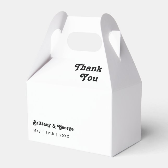 Modern Retro Lettering Wedding Favour Box (Front Side)