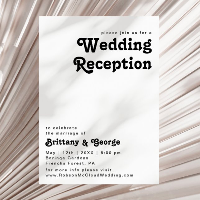 Modern Retro Lettering Wedding Reception Invitatio Invitation (Creator Uploaded)