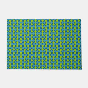 Modern Retro Link Pattern in Blue and Green  Doormat