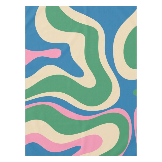 Modern Retro Liquid Swirl Colourful Abstract  Tablecloth (Front)