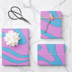 Modern Retro Liquid Swirl Funky Abstract Pattern Wrapping Paper Sheet
