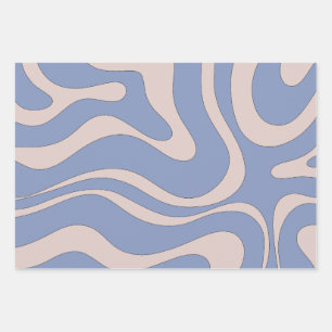 Modern Retro Liquid Swirl Funky Abstract Pattern Wrapping Paper Sheet