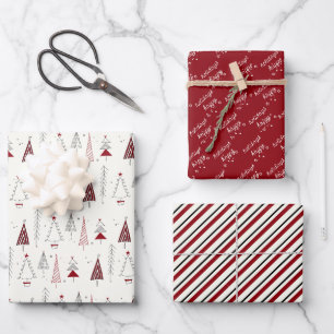 Modern Retro Little Tree Christmas Holiday Wrapping Paper Sheet