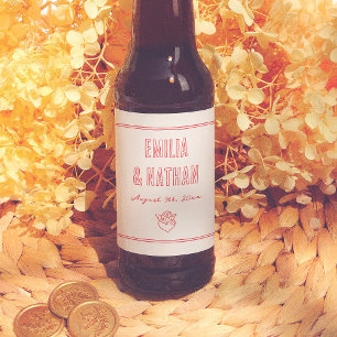 Modern Retro Love Struck Hand Drawn Cupid Wedding Beer Bottle Label