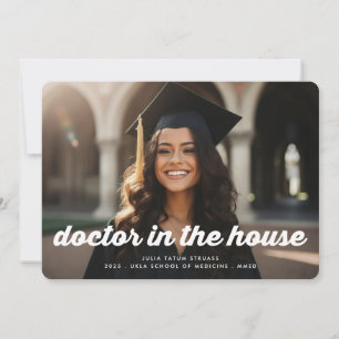 Modern RETRO MEDICAL DOCTOR 2 Photo graduation Announcement