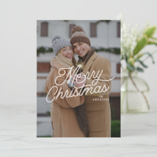 Modern Retro Merry Christmas Photo Bold Script  Holiday Card