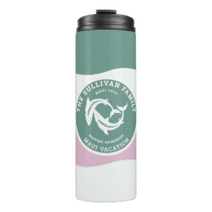 Modern Retro Miami Sage Lilac Shark Family Thermal Tumbler