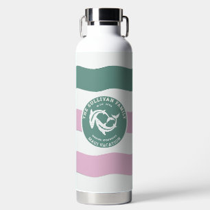 Modern Retro Miami Sage Lilac Shark Family Water Bottle