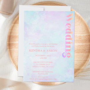 Modern Retro Minimalist Pastel Wedding  Invitation