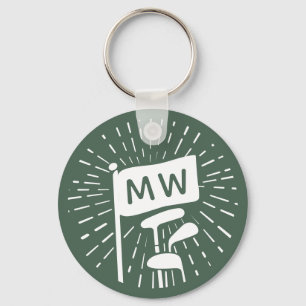 Modern Retro Monogram Initials Golf Clubs Key Ring