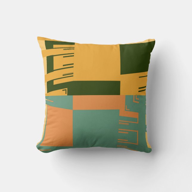 Modern Retro Mosaic Pattern Cushion (Front)