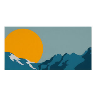 Modern Retro Mountain Landscape – Vibrant Poster