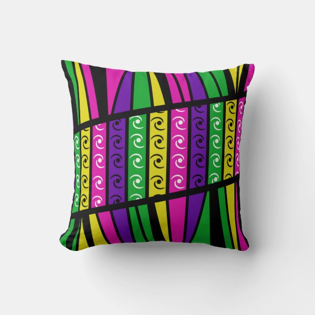 Modern Retro Multi coloured Cushion (Front)