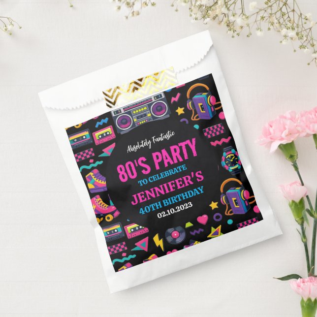 Modern Retro Neon 80’s Birthday Party for Adults Favour Bags (Sealed)